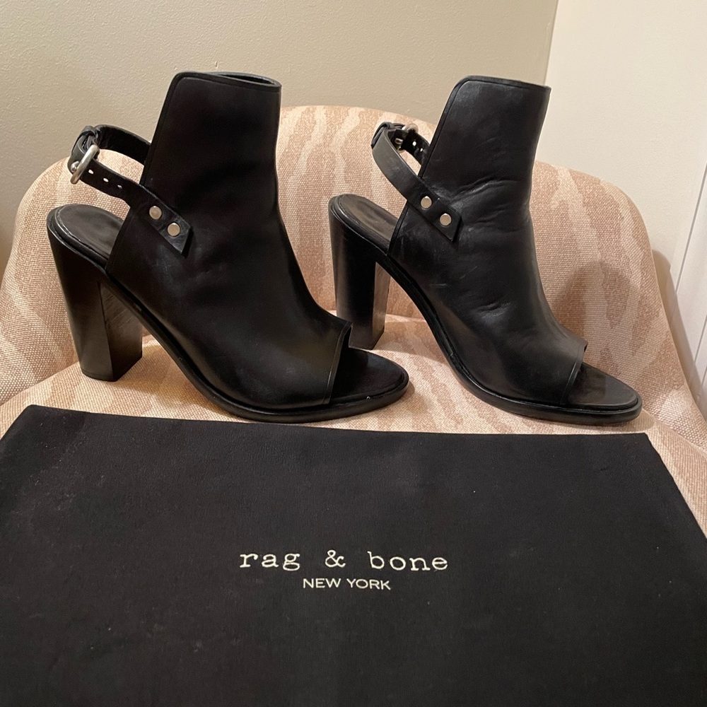 Rag & Bone Wyat sling back black open toe leather sandal